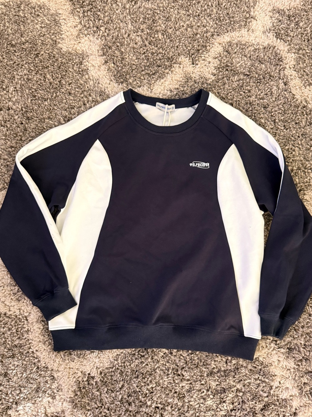 Aelfric Eden Navy and White Contrast Crewneck Sweatshirt